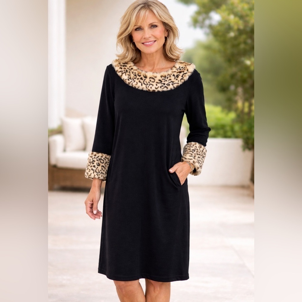 Tyler Boe Chelsey Sweater Dress XL Cheetah Cashmere Blend Cocktail Party Event